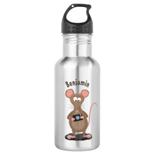 Witzige Ratte mit Kamera-Cartoon-Illustration Edelstahlflasche