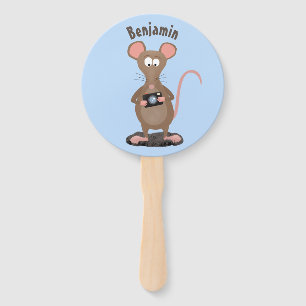 Witzige Ratte mit Kamera-Cartoon-Illustration Fächer