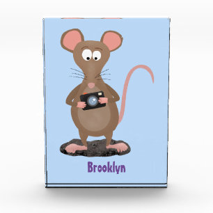 Witzige Ratte mit Kamera-Cartoon-Illustration Fotoblock