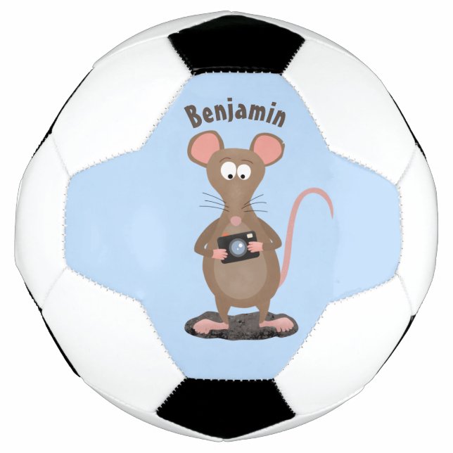 Witzige Ratte mit Kamera-Cartoon-Illustration Fußball (Vorderseite)