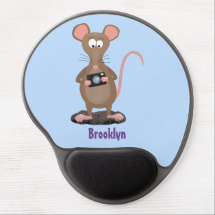 Witzige Ratte mit Kamera-Cartoon-Illustration Gel Mousepad