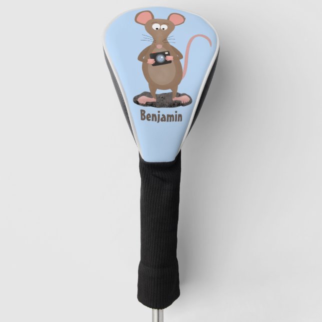 Witzige Ratte mit Kamera-Cartoon-Illustration Golf Headcover (Vorderseite)