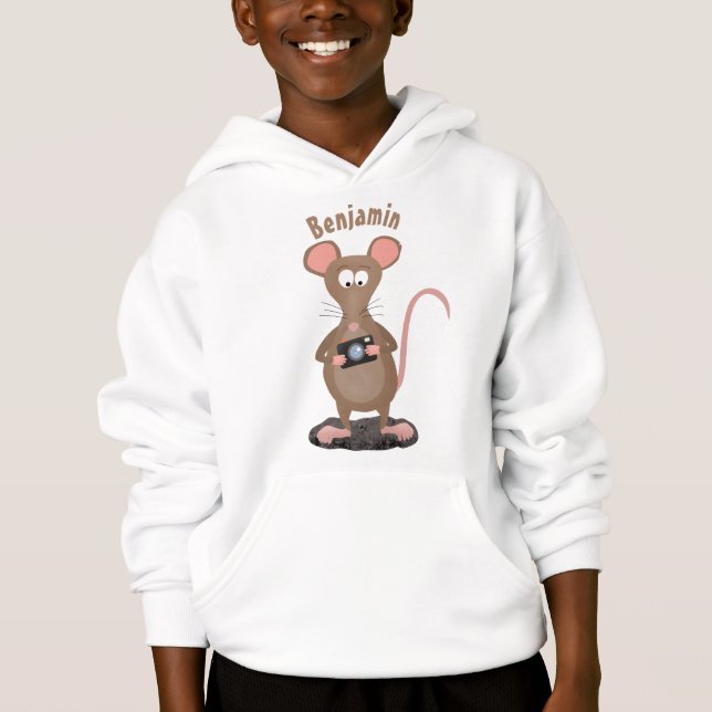 Witzige Ratte mit Kamera-Cartoon-Illustration Hoodie (Vorderseite)
