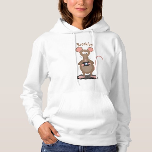 Witzige Ratte mit Kamera-Cartoon-Illustration Hoodie (Vorderseite)
