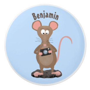 Witzige Ratte mit Kamera-Cartoon-Illustration Keramikknauf