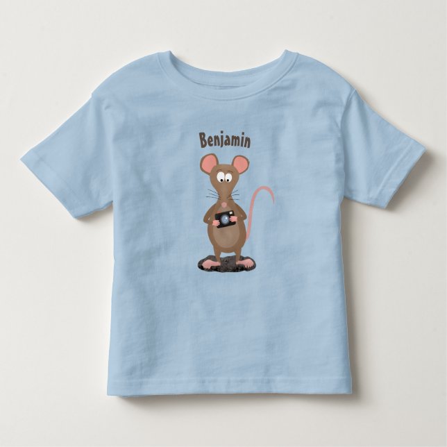 Witzige Ratte mit Kamera-Cartoon-Illustration Kleinkind T-shirt (Vorderseite)