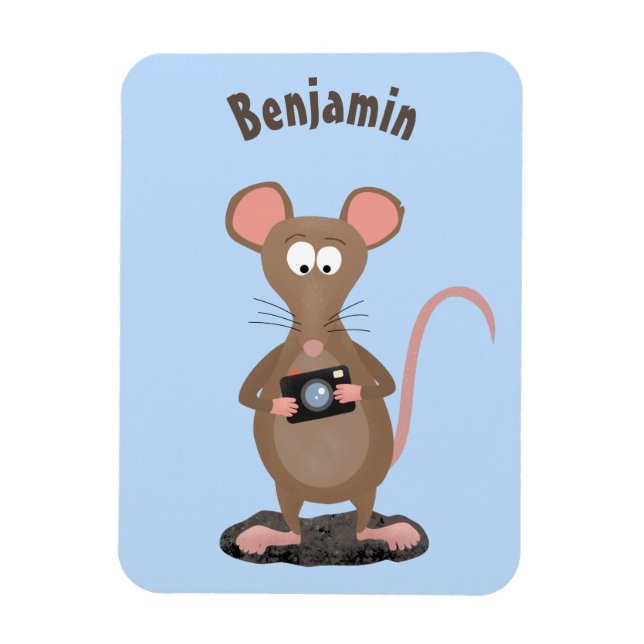 Witzige Ratte mit Kamera-Cartoon-Illustration Magnet (Vertikal)