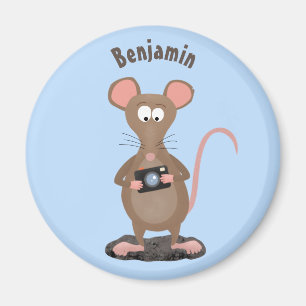 Witzige Ratte mit Kamera-Cartoon-Illustration Magnet