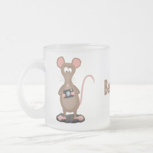 Witzige Ratte mit Kamera-Cartoon-Illustration Mattglastasse