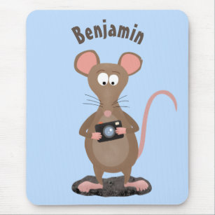 Witzige Ratte mit Kamera-Cartoon-Illustration Mousepad