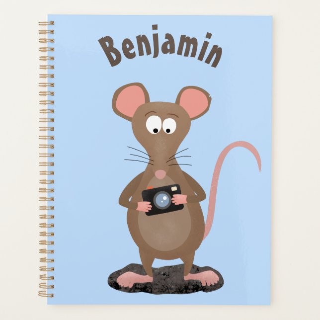 Witzige Ratte mit Kamera-Cartoon-Illustration Planer (Vorderseite)