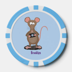 Witzige Ratte mit Kamera-Cartoon-Illustration Pokerchips