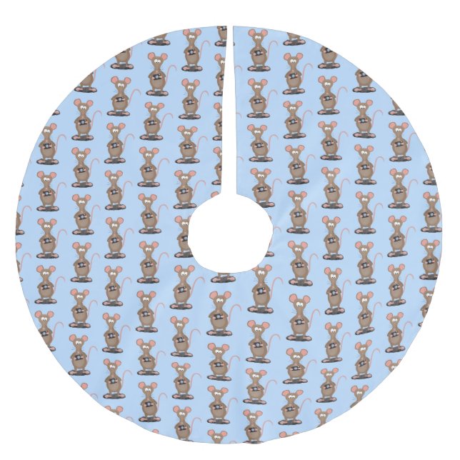 Witzige Ratte mit Kamera-Cartoon-Illustration Polyester Weihnachtsbaumdecke (Vorderseite)