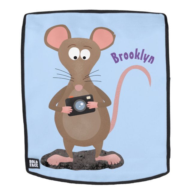 Witzige Ratte mit Kamera-Cartoon-Illustration Rucksack (Abnehmbare Front)