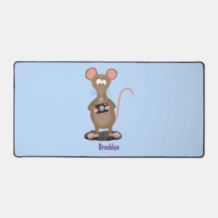 Witzige Ratte mit Kamera-Cartoon-Illustration Schreibtischunterlage