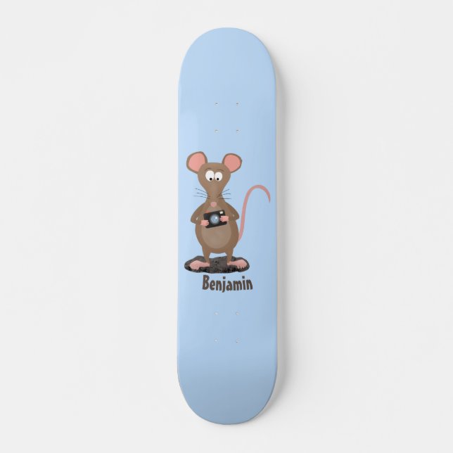 Witzige Ratte mit Kamera-Cartoon-Illustration Skateboard (Vorne)