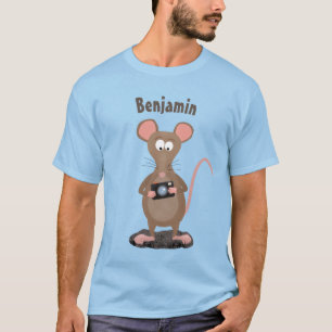 Witzige Ratte mit Kamera-Cartoon-Illustration T-Shirt