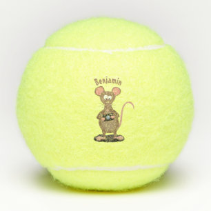 Witzige Ratte mit Kamera-Cartoon-Illustration Tennisbälle