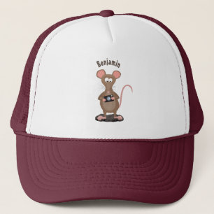 Witzige Ratte mit Kamera-Cartoon-Illustration Truckerkappe