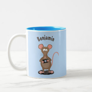 Witzige Ratte mit Kamera-Cartoon-Illustration Zweifarbige Tasse