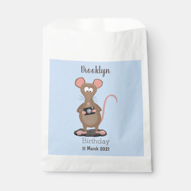 Witzige Ratte und Kamera personalisiert Geschenktütchen (Vorderseite)