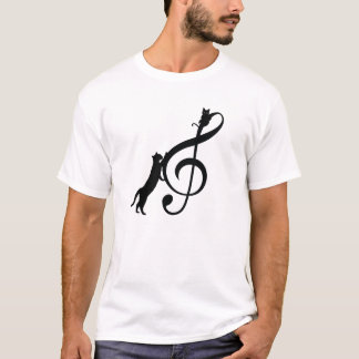 Witzige Schwarzkatze Musik T-Shirt