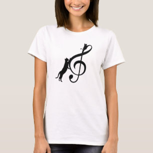 Witzige Schwarzkatze Musik T-Shirt