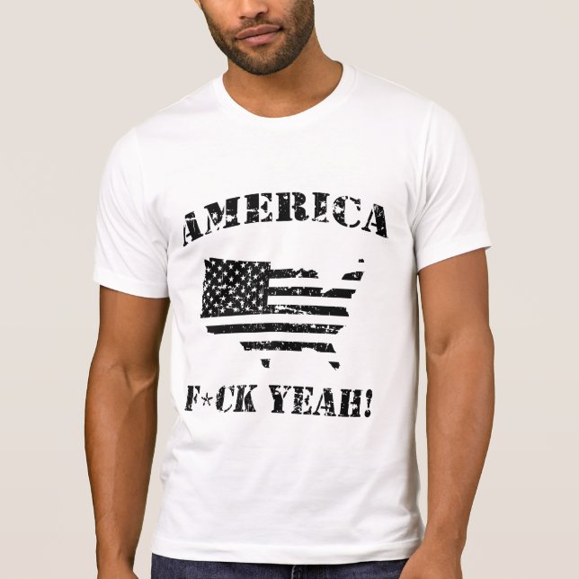 Witzige Shirts AMERICA, F*CK YEAH! -abgewetzt (Vorderseite)