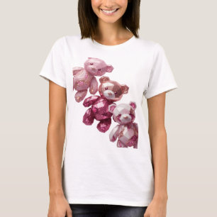 Witzige Silber-Drei-Rosa-Teddybären-Textgestaltung T-Shirt
