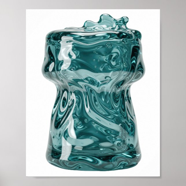 Witzige silberne ABSTRACT ART Grafikdesign Poster (Vorne)