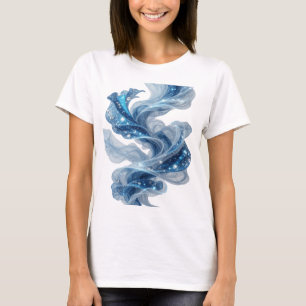Witzige silberne BLAUE STERNE IM WELTRAUM 3D-Textk T-Shirt
