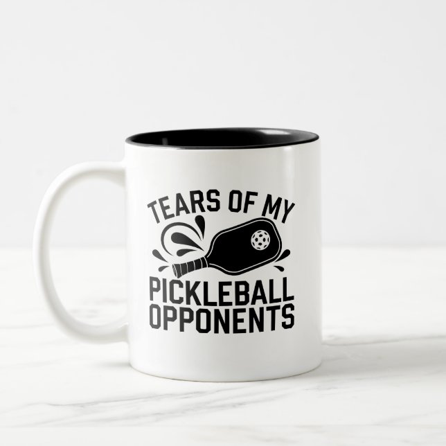 Witzige Tränen meiner Pickleball-Gegner Typografie Zweifarbige Tasse (Links)