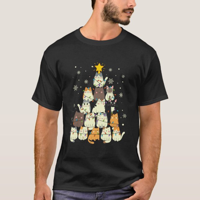 witzige Weihnachtsgeschenke Katze Weihnachtsbaum36 T-Shirt (Vorderseite)