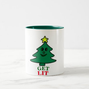 witzige Weihnachtslichter Zweifarbige Tasse