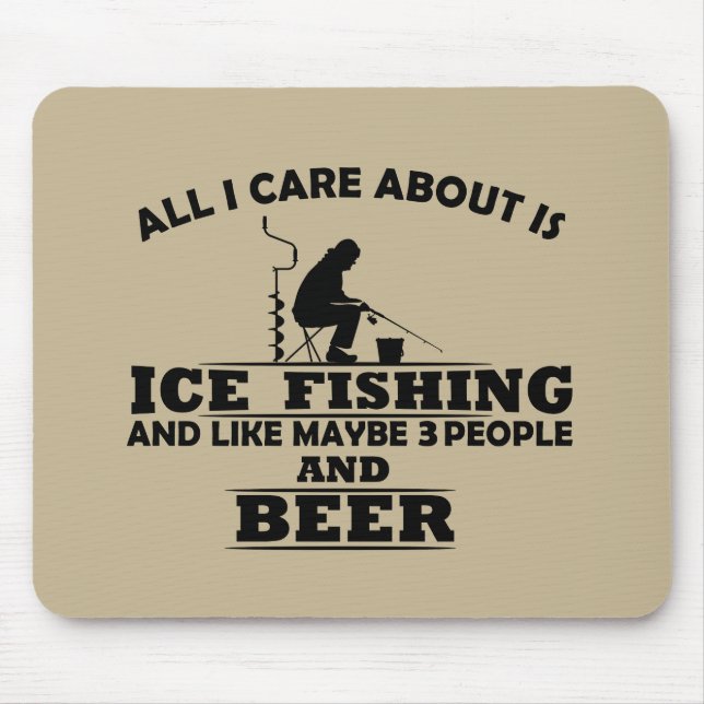witzige Zitate über Eisfischen und Trinken Liebhab Mousepad (Vorne)