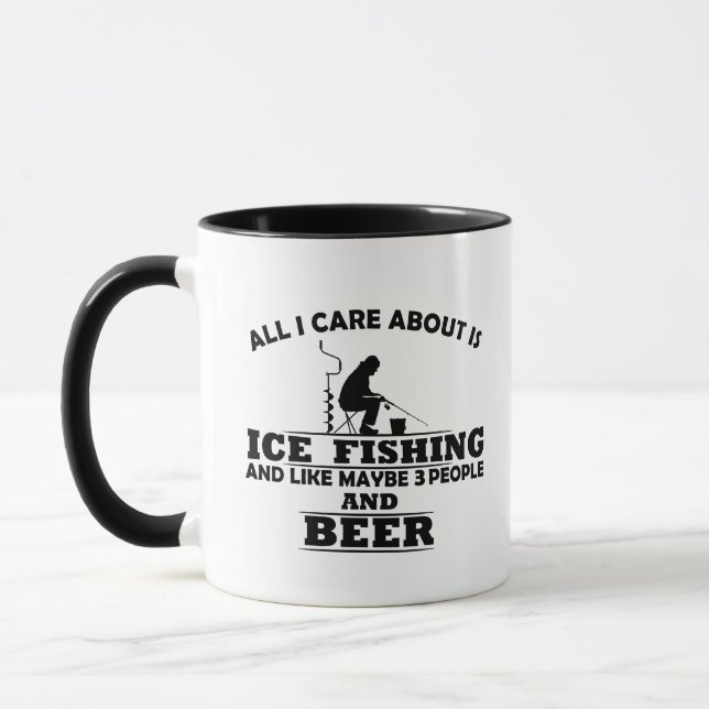 witzige Zitate über Eisfischen und Trinken Liebhab Tasse (Links)