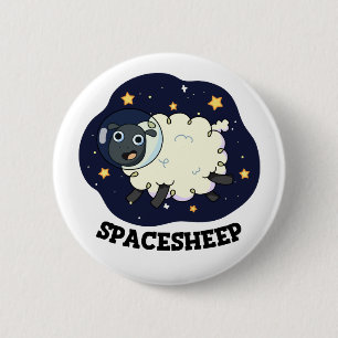 Witziger Astronauten-Schaf-Wortwitz Button