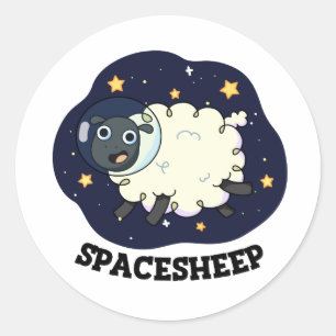 Witziger Astronauten-Schaf-Wortwitz Runder Aufkleber