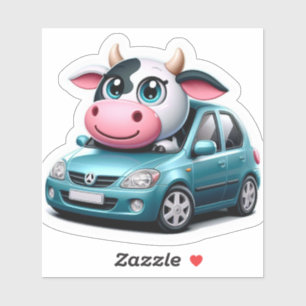 Witziger Aufkleber Kuh im Auto