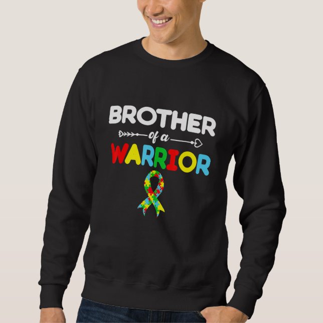 Witziger Bruder eines Krieger-Autismus-Bewusstsein Sweatshirt (Vorderseite)