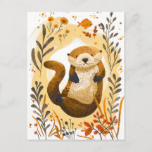 witziger Cartoon Sea Otter Floating im Ozean