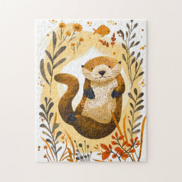 witziger Cartoon Sea Otter Floating im Ozean Puzzle