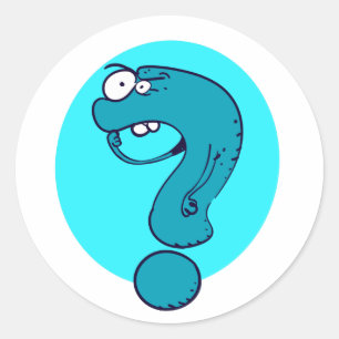 witziger Fragezeichen denkender Cartoon Runder Aufkleber