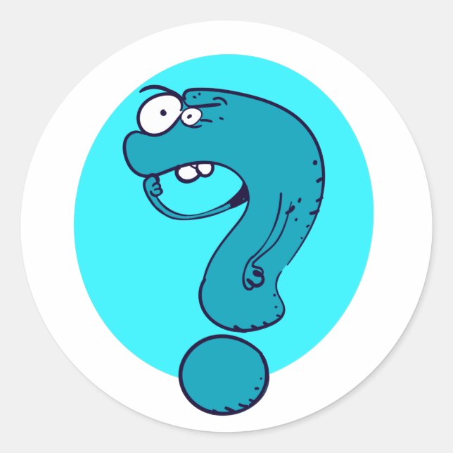 witziger Fragezeichen denkender Cartoon Runder Aufkleber (Vorderseite)