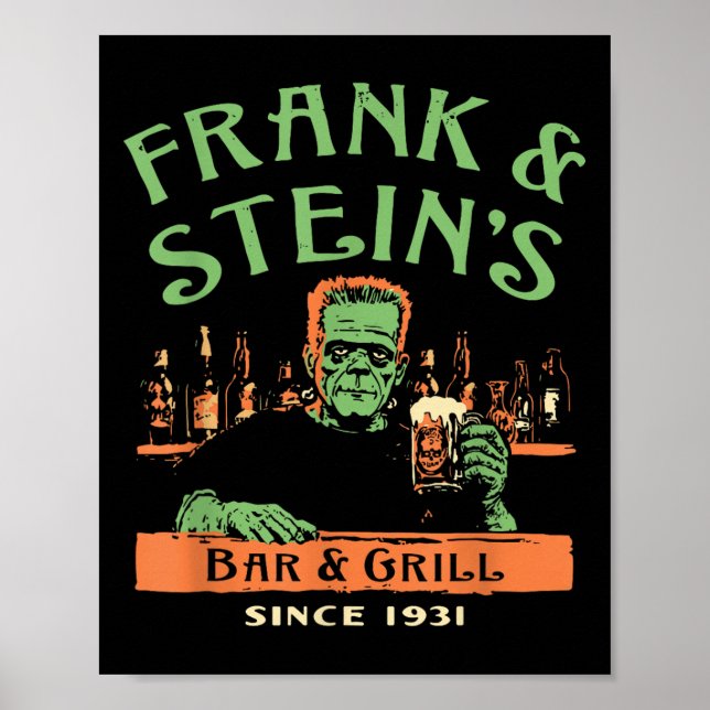 Witziger Halloween-Frank und Steins Bar Grill Poster (Vorne)