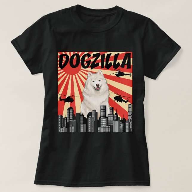 Witziger japanischer Dogzilla Samoyed 13 T-Shirt (Design vorne)