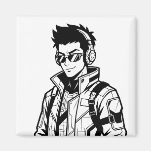 Witziger kinematografischer Anime-Charakter-Grafik Magnet