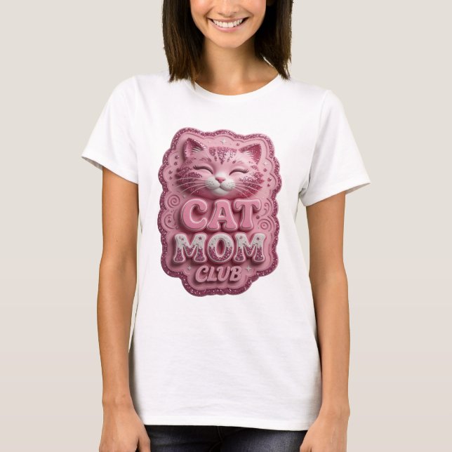 Witziger Pinker CAT MOM CLUB Tee (Vorderseite)
