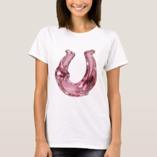 Witziger Rosa GLAS HUFEISEN Entwurf T-Shirt