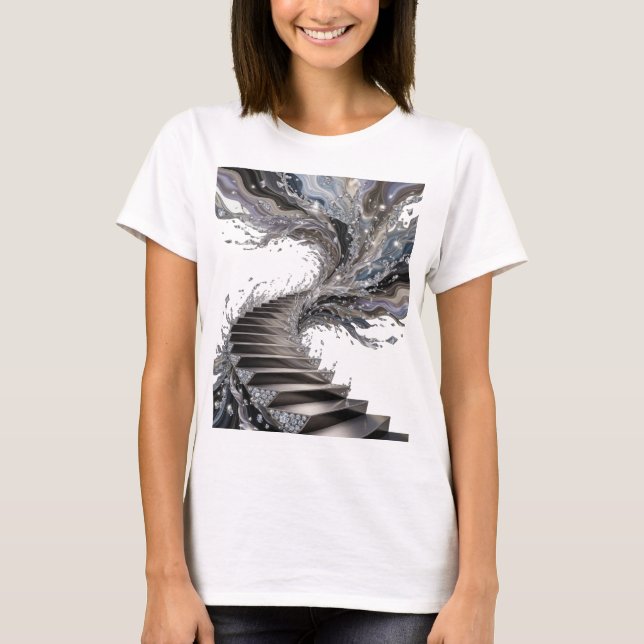 Witziger Silber ABSTRACT ART Kunstdruck T-Shirt (Vorderseite)